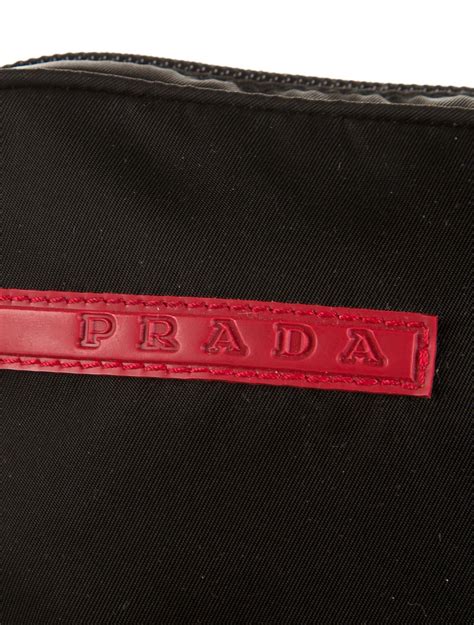 prada leather messenger bag red